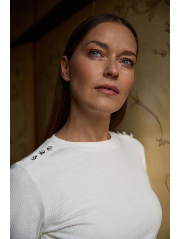 Moodo Fehér pamut hosszú ujjú blúz Moodo