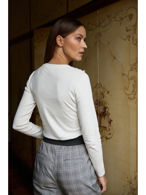 Moodo Fehér pamut hosszú ujjú blúz Moodo