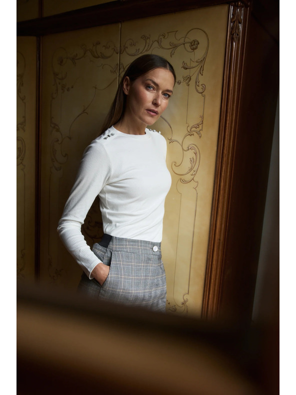 Moodo Fehér pamut hosszú ujjú blúz Moodo