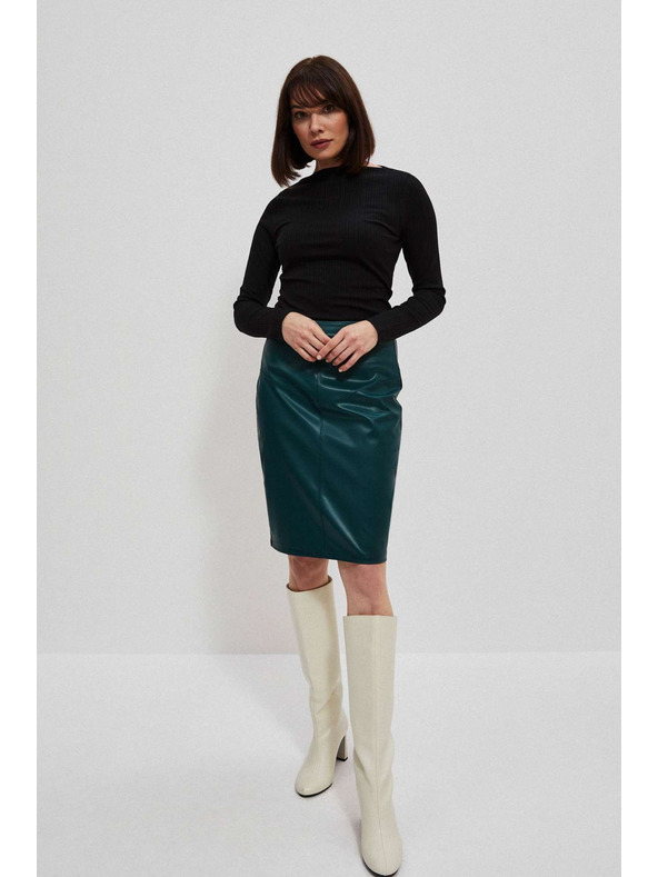 Moodo Fekete bordázott, szűkített hosszú ujjú blúz Moodo