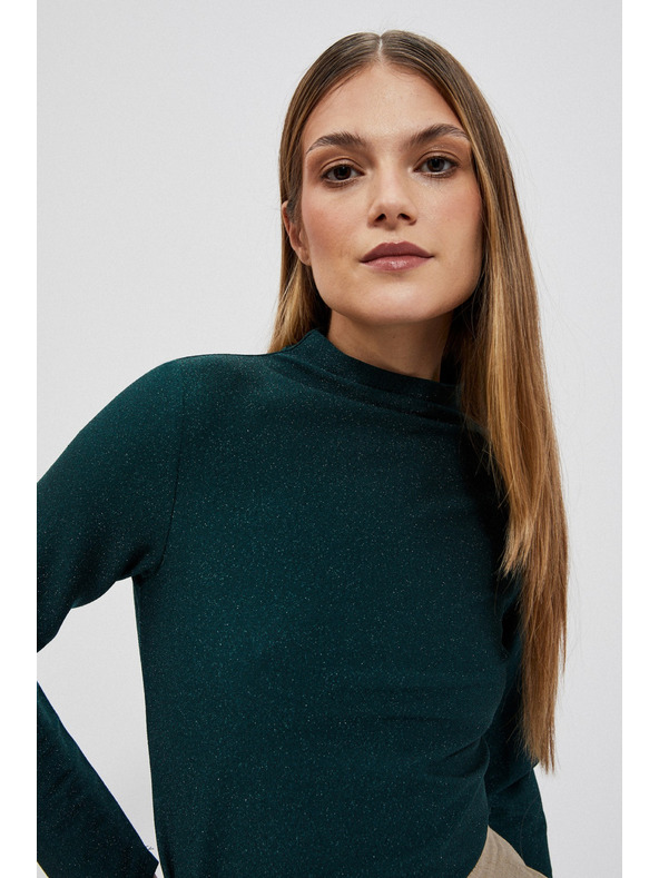 Moodo Smaragdzöld blúz metál fonallal Moodo