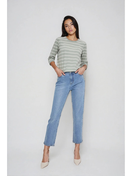 Moodo Olívazöld csíkos blúz Moodo