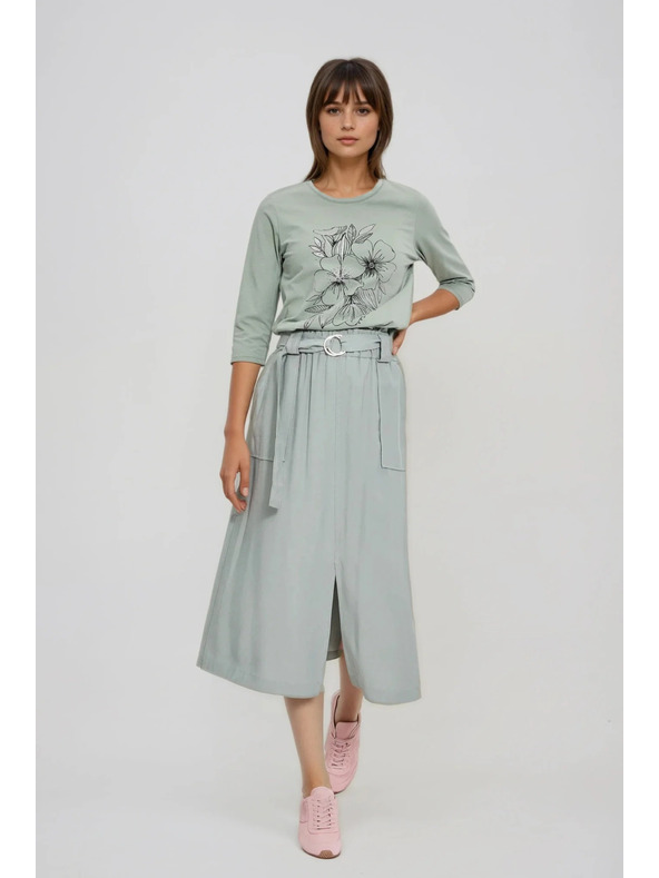 Moodo Olívazöld blúz virágnyomattal Moodo