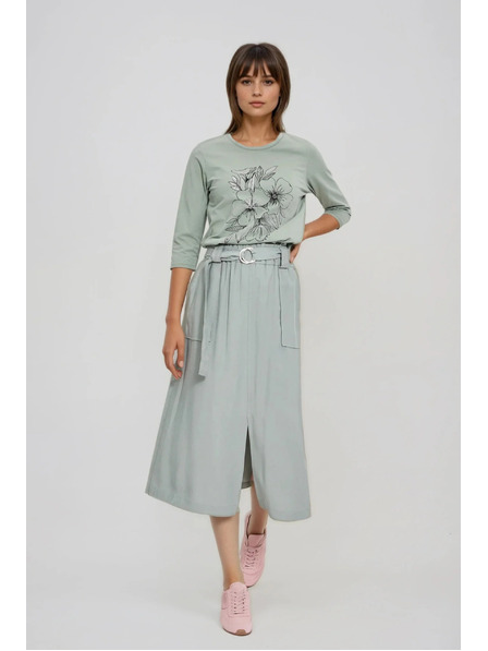 Moodo Olívazöld blúz virágnyomattal Moodo