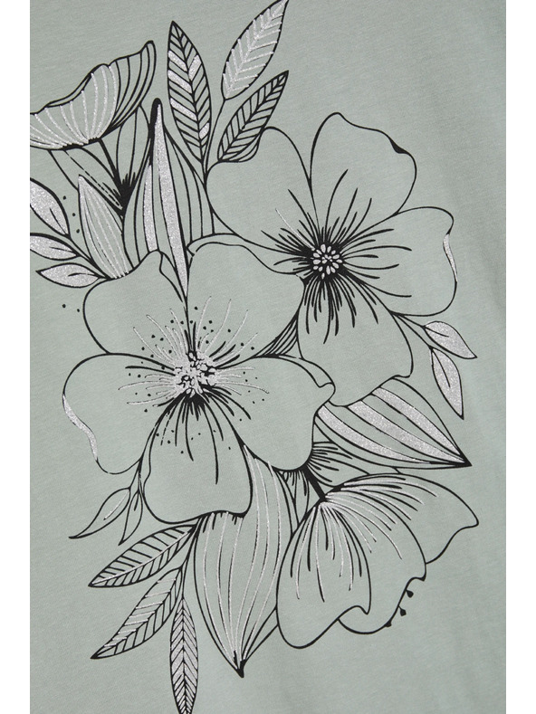 Moodo Olívazöld blúz virágnyomattal Moodo