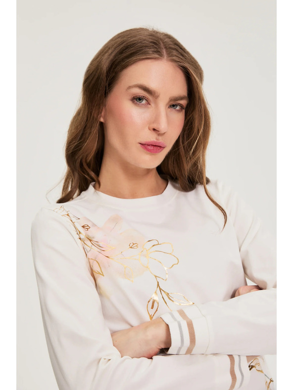 Moodo Fehér pamut blúz nyomattal Moodo