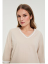 Moodo Bézs pamut V-nyakú blúz Moodo