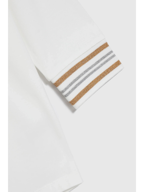 Moodo Fehér pamut pulóver V-nyakkivágással Moodo