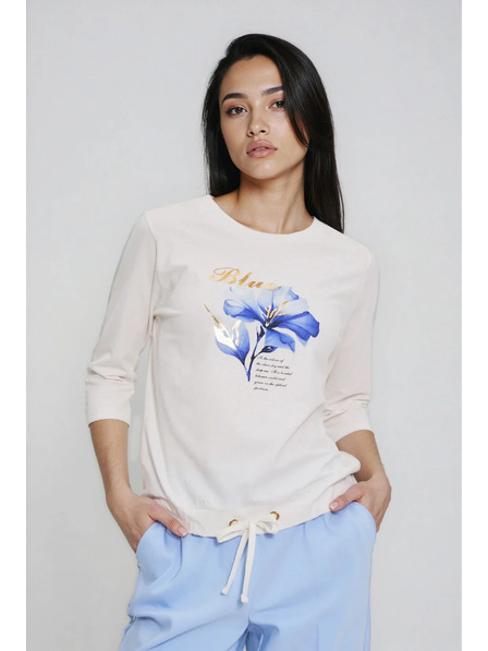 Moodo Fehér blúz nyomattal és megkötővel Moodo