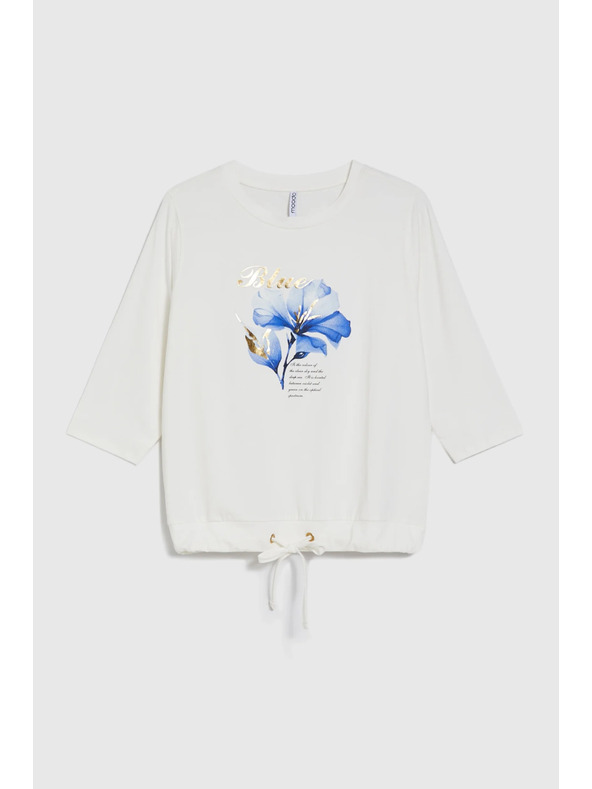 Moodo Fehér blúz nyomattal és megkötővel Moodo