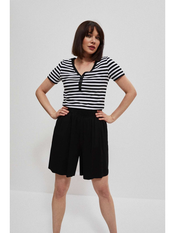Moodo Fekete csíkos pamut póló Moodo