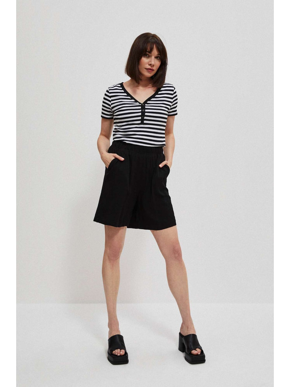 Moodo Fekete csíkos pamut póló Moodo