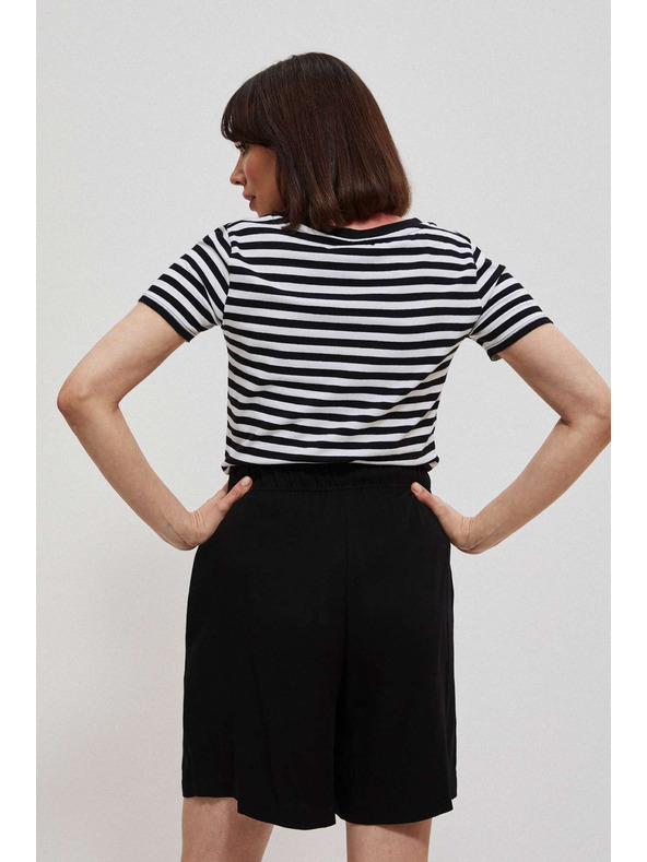Moodo Fekete csíkos pamut póló Moodo