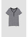Moodo Fekete csíkos pamut póló Moodo