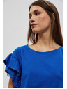 Moodo Kék blúz váll-fodrokkal Moodo