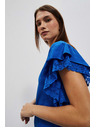 Moodo Kék blúz váll-fodrokkal Moodo