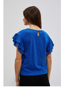 Moodo Kék blúz váll-fodrokkal Moodo