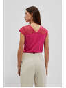 Moodo Rózsaszín V-nyakú blúz csipkével Moodo