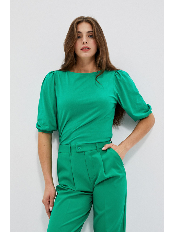 Moodo Zöld sima póló felfújt ujjakkal Moodo