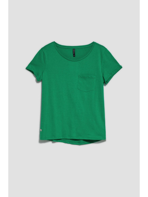 Moodo Zöld pamut póló zsebzsebbel Moodo