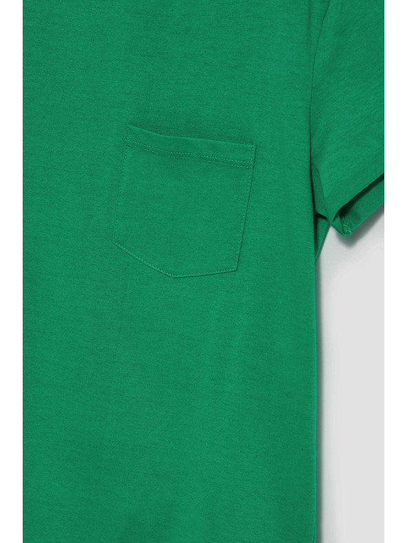 Moodo Zöld pamut póló zsebzsebbel Moodo