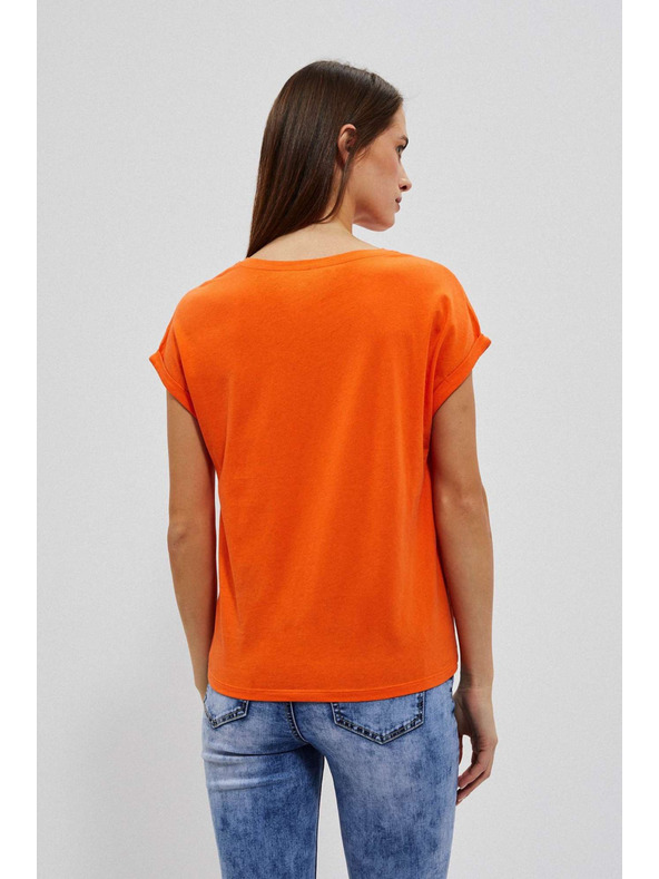 Moodo Narancssárga Moodo V-nyakú mintás póló