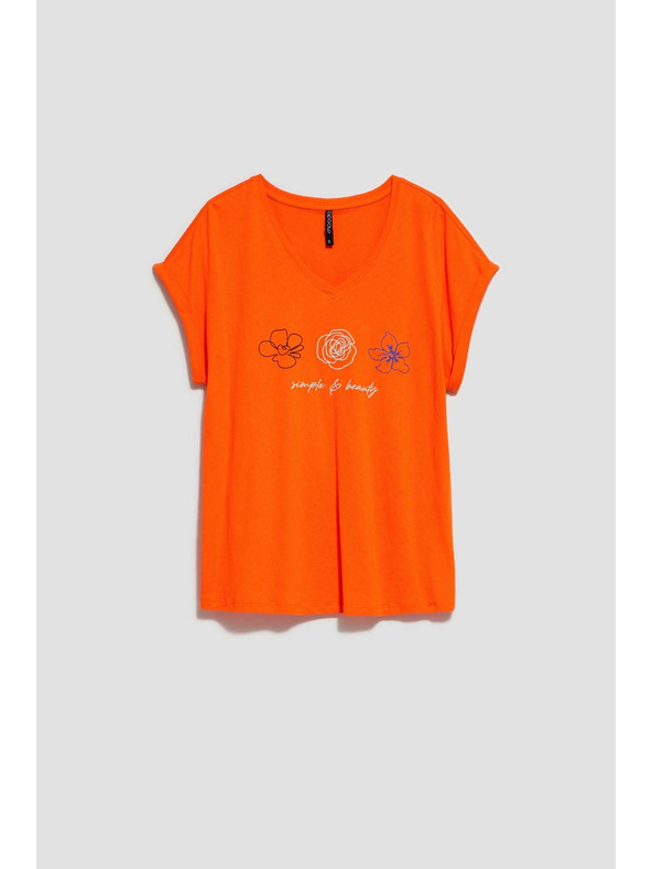 Moodo Narancssárga Moodo V-nyakú mintás póló