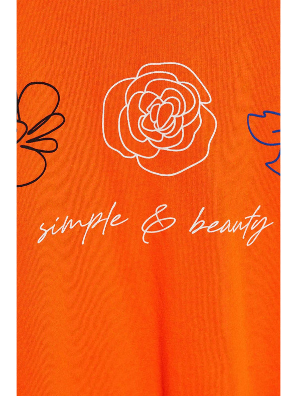 Moodo Narancssárga Moodo V-nyakú mintás póló