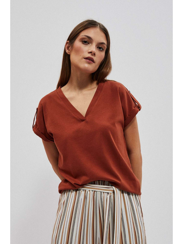 Moodo V-nyakú barna felső Moodo