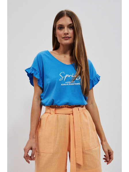 Moodo Moodo felső felirattal és fodros ujjal