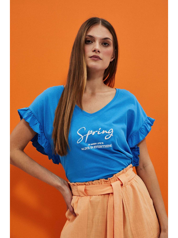 Moodo Moodo felső felirattal és fodros ujjal