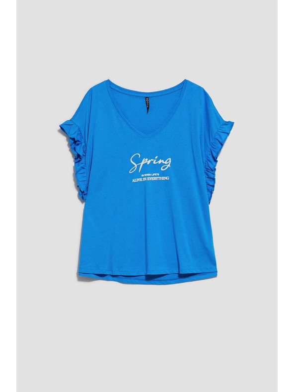 Moodo Moodo felső felirattal és fodros ujjal