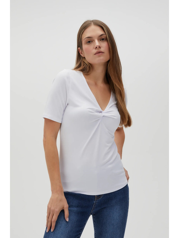 Moodo Fehér Moodo felső díszített nyakkivágással