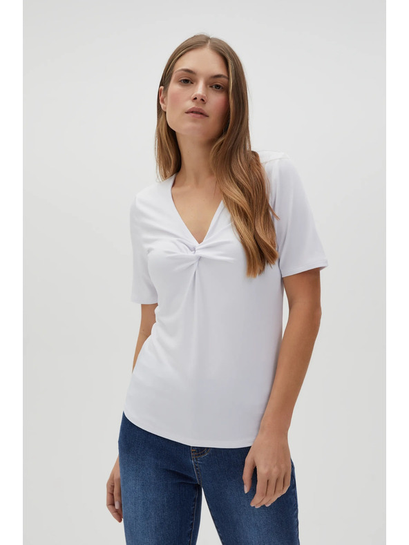 Moodo Fehér Moodo felső díszített nyakkivágással