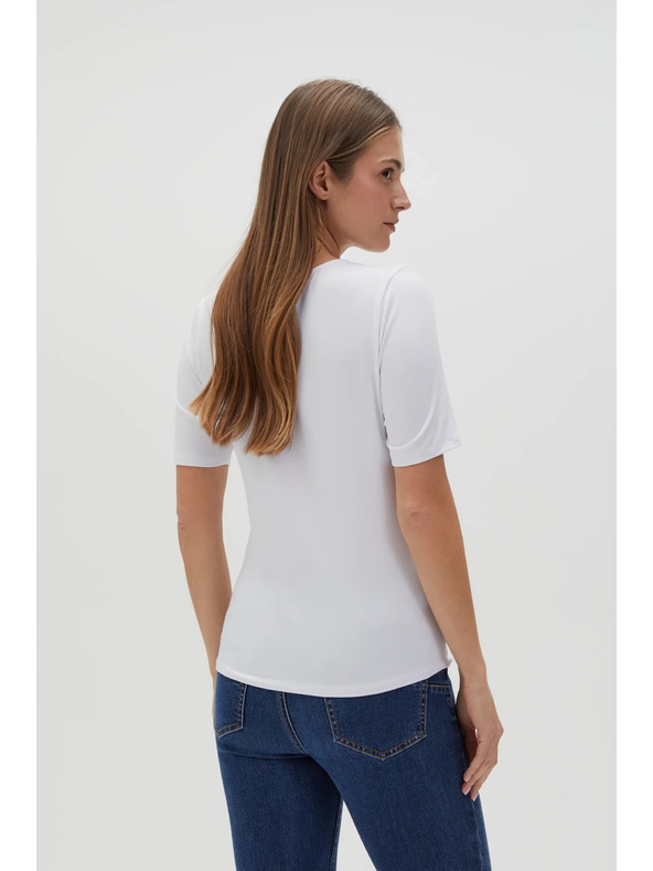 Moodo Fehér Moodo felső díszített nyakkivágással