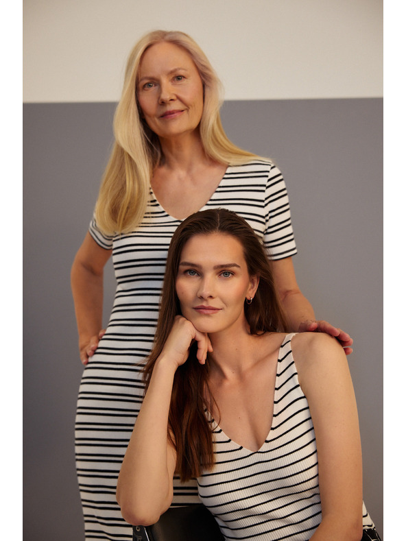 Moodo Bézs csíkos Moodo pamut top