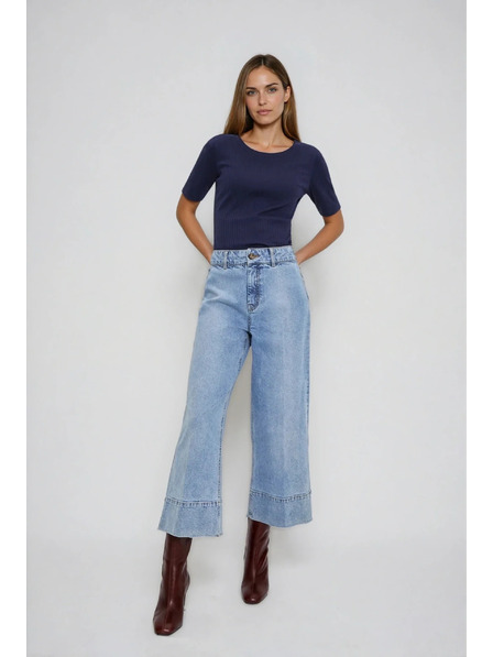 Moodo Sötétkék Moodo bordás anyagú felső