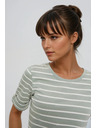 Moodo Olíva csíkos Moodo pamut póló