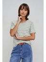 Moodo Olíva csíkos Moodo pamut póló