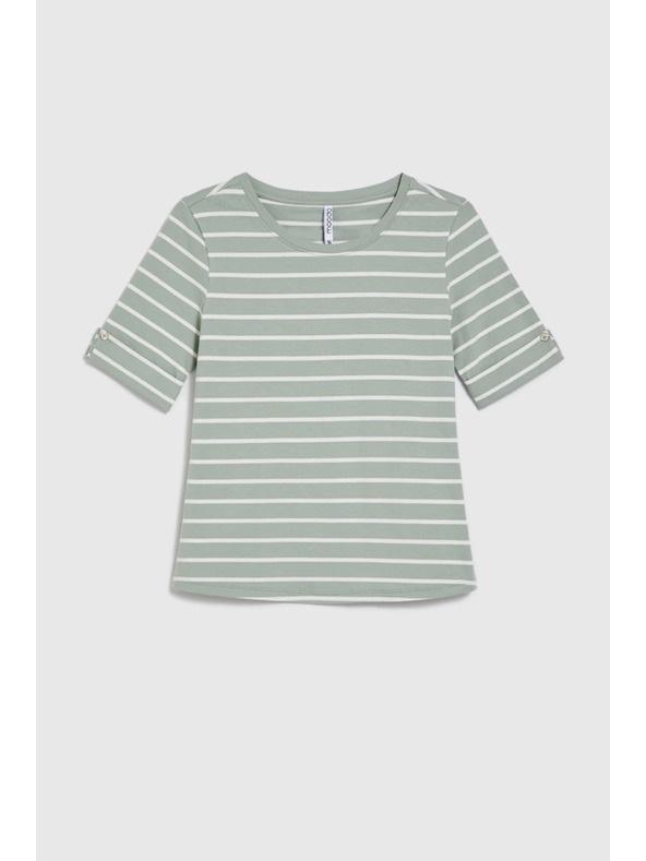 Moodo Olíva csíkos Moodo pamut póló