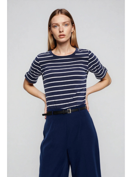 Moodo Sötétkék csíkos Moodo pamut póló