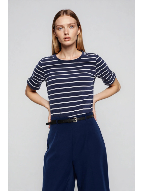 Moodo Sötétkék csíkos Moodo pamut póló