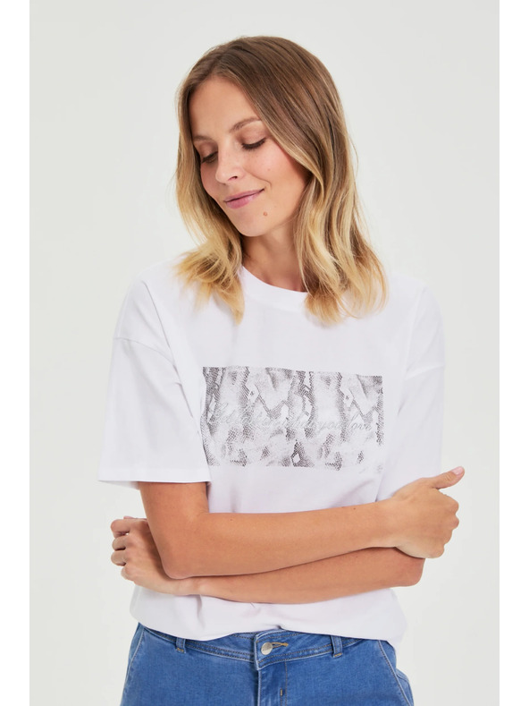 Moodo Fehér Moodo mintás pamut póló