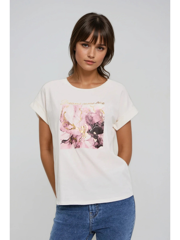 Moodo Ecru mintás póló Moodo