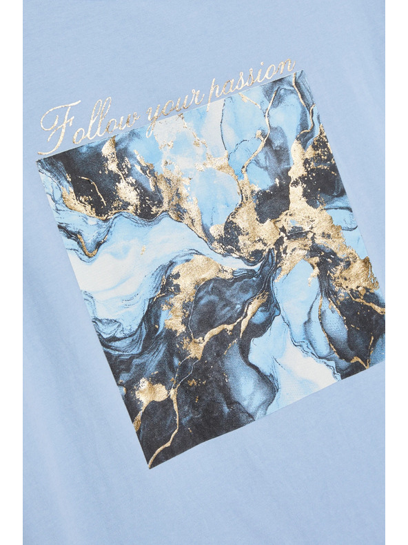 Moodo Világoskék mintás póló Moodo