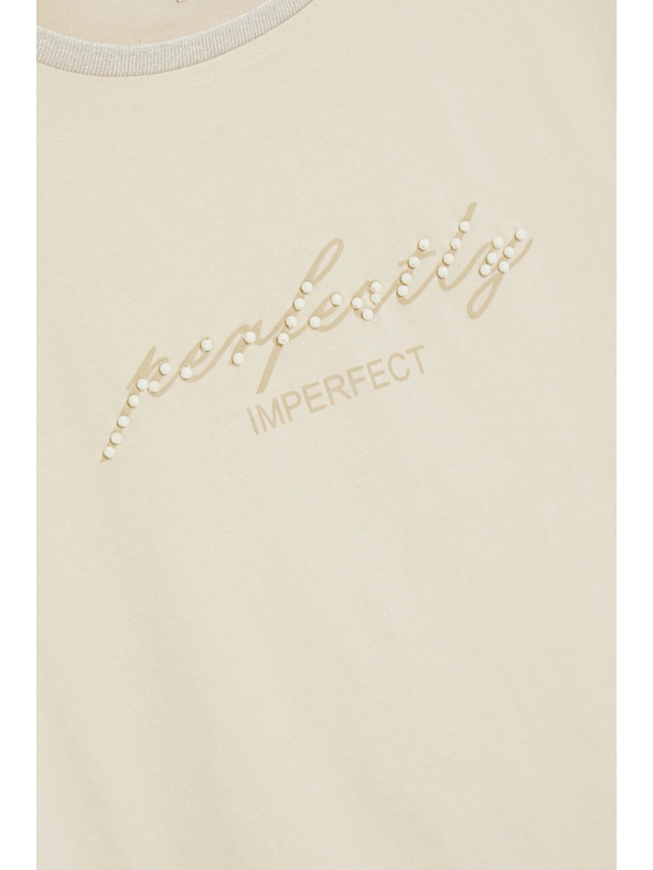 Moodo Bézs blúz felirattal Moodo