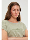 Moodo Olívazöld blúz felirattal Moodo