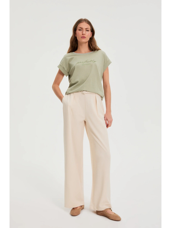 Moodo Olívazöld blúz felirattal Moodo