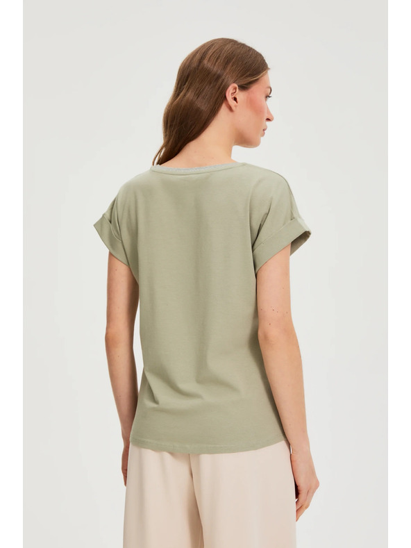 Moodo Olívazöld blúz felirattal Moodo