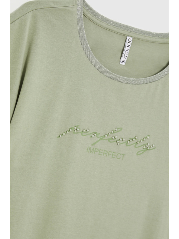 Moodo Olívazöld blúz felirattal Moodo